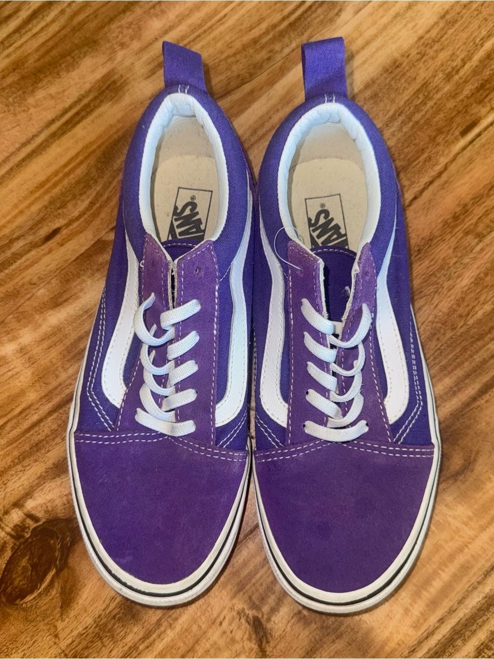 Vans Old Skool Low Top Sneakers Purple Leather slip On size big kids 4.5